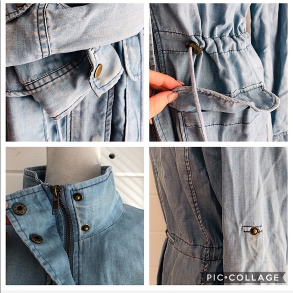 Skies Are Blue Chambray Utility Jacket Stitch Fix - Picture 4 of 6